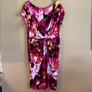 Liz Claiborne Watercolor Capped Sleeve Dress L